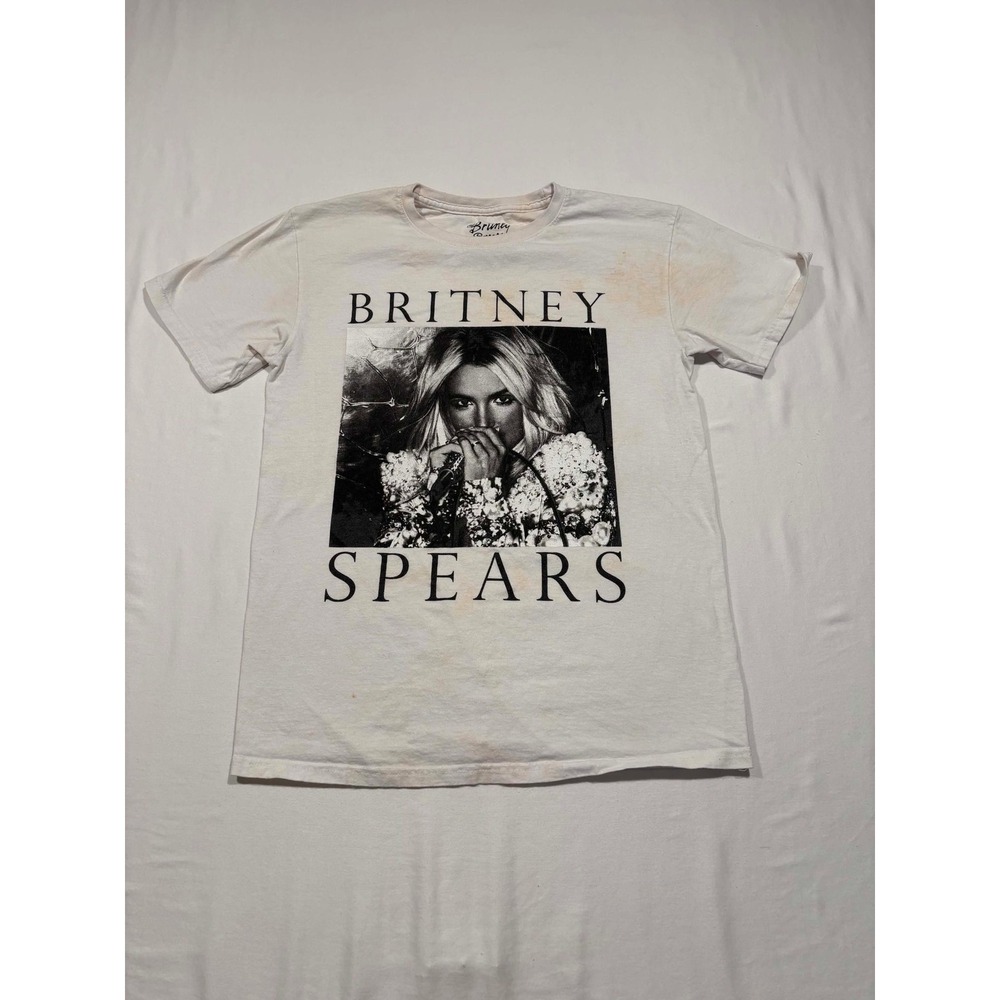 Britney Spears Graphic T-Shirt White Cotton Portrait Concert Tee Mens Medium